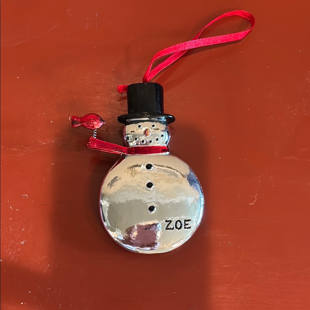 ZOE Silver Snowman Ornament